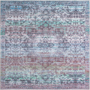 Blue Green 8' x 8' Renaissance Washable Square Rug