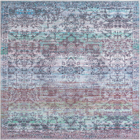Blue Green 8' x 8' Renaissance Washable Square Rug