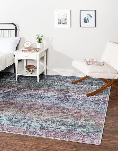 Blue Green 10' 6 x 10' 6 Renaissance Washable Square Rug