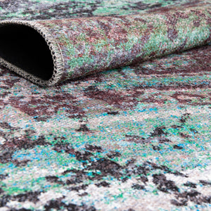 Blue Green 10' 6 x 10' 6 Renaissance Washable Square Rug