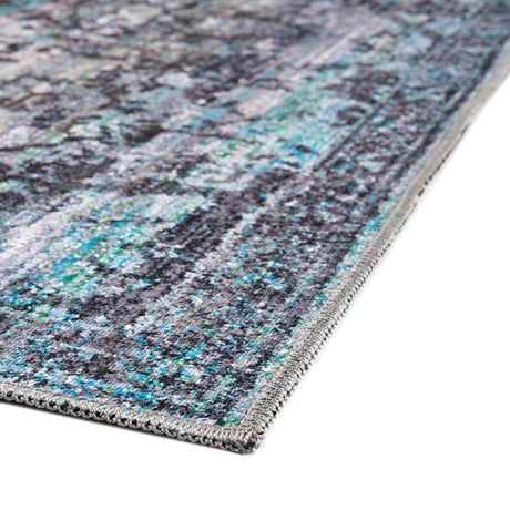 Washable Blue Green 10' 6 x 10' 6 Renaissance Square Area Rug Easy to Clean Stain Resistant & Durable Colorful Distressed Vintage Carpet for Sale at Rug Engine