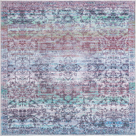 Blue Green 7' 3 x 7' 3 Renaissance Washable Square Rug