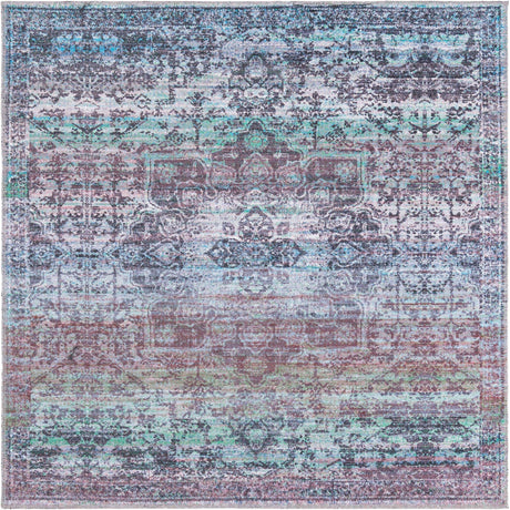 Blue Green 5' 3 x 5' 3 Renaissance Washable Square Rug