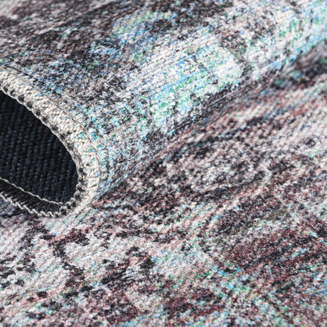 Washable Blue Green 2' x 6' 1 Renaissance Runner Area Rug Easy to Clean Stain Resistant & Durable Colorful Distressed Vintage Carpet for Sale at Rug Engine