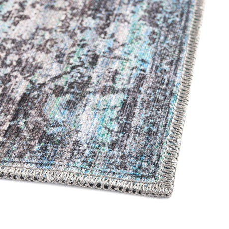 Washable Blue Green 2' x 10' Renaissance Runner Area Rug Easy to Clean Stain Resistant & Durable Colorful Distressed Vintage Carpet for Sale at Rug Engine