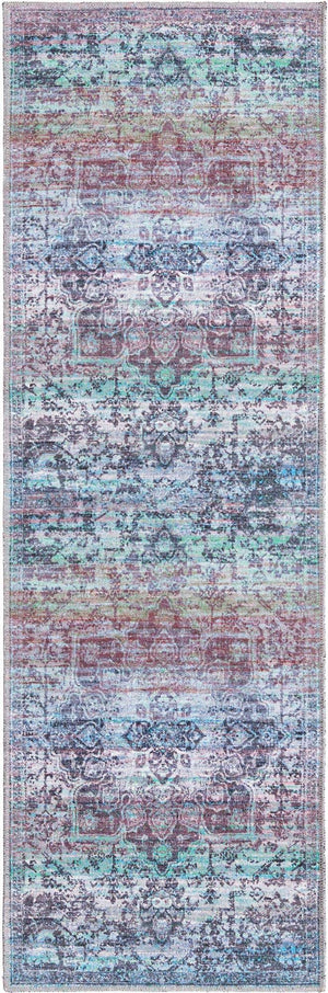 Blue Green 2' x 6' Renaissance Washable Runner Rug