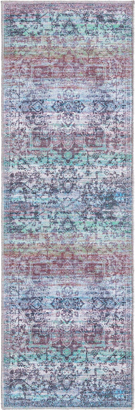 Blue Green 2' x 6' Renaissance Washable Runner Rug