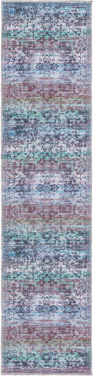 Blue Green 2' x 8' Renaissance Washable Runner Rug