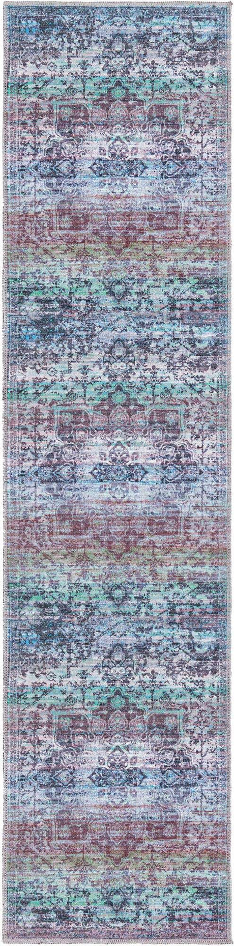 Blue Green 2' x 8' Renaissance Washable Runner Rug