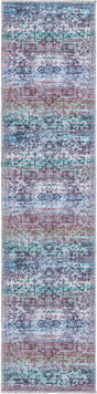 Washable Blue Green 2' x 8' Renaissance Runner Area Rug Easy to Clean Stain Resistant & Durable Colorful Distressed Vintage Carpet for Sale at Rug Engine