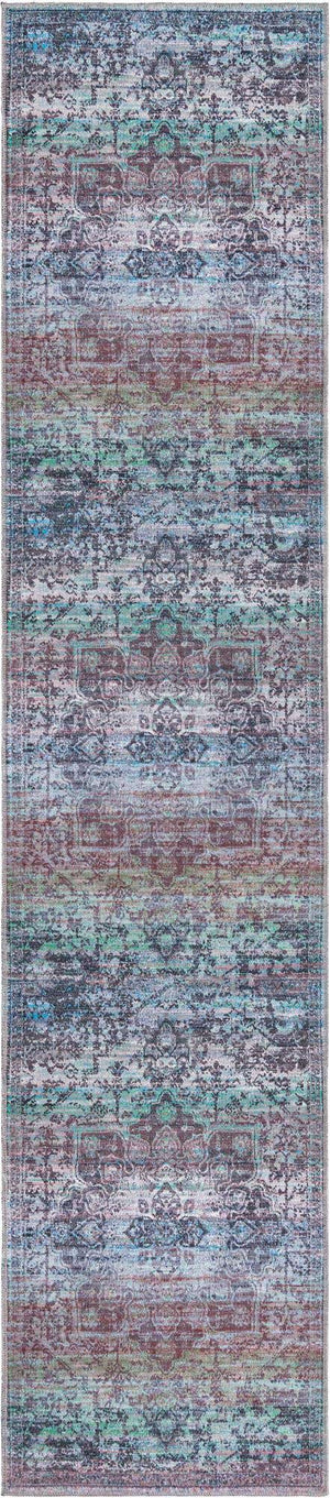 Blue Green 3' x 12' Renaissance Washable Runner Rug