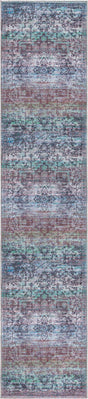 Blue Green 3' x 12' Renaissance Washable Runner Rug