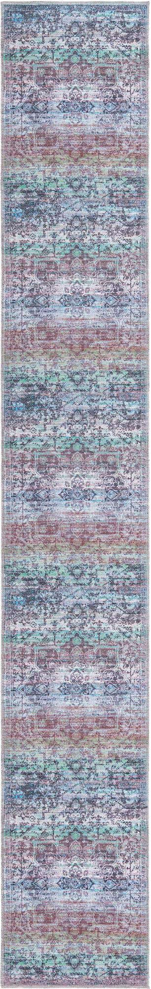 Blue Green 2' x 13' Renaissance Washable Runner Rug