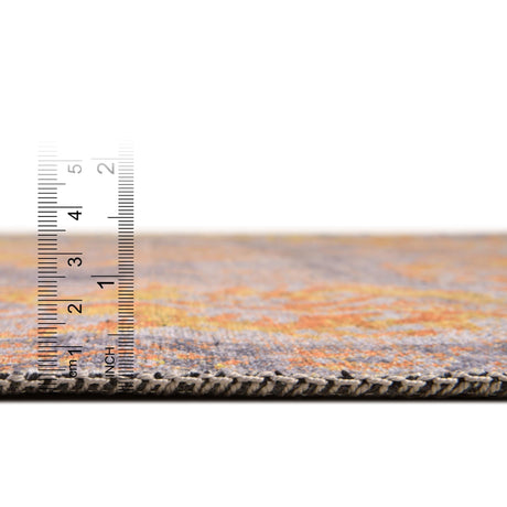 Washable Tuscan Yellow 5' 3 x 8' Renaissance Rectangle Area Rug Easy to Clean Stain Resistant & Durable Colorful Distressed Vintage Carpet for Sale at Rug Engine