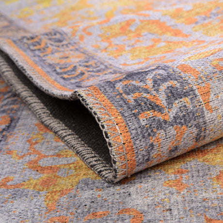 Washable Tuscan Yellow 7' 10 x 10' Renaissance Rectangle Area Rug Easy to Clean Stain Resistant & Durable Colorful Distressed Vintage Carpet for Sale at Rug Engine