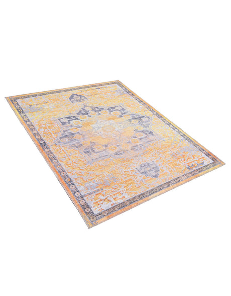 Washable Tuscan Yellow 3' 3 x 5' 3 Renaissance Rectangle Area Rug Easy to Clean Stain Resistant & Durable Colorful Distressed Vintage Carpet for Sale at Rug Engine