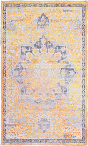 Washable Tuscan Yellow 3' 3 x 5' 3 Renaissance Rectangle Area Rug Easy to Clean Stain Resistant & Durable Colorful Distressed Vintage Carpet for Sale at Rug Engine