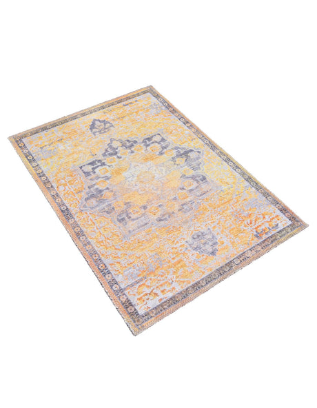 Washable Tuscan Yellow 2' x 3' 1 Renaissance Rectangle Area Rug Easy to Clean Stain Resistant & Durable Colorful Distressed Vintage Carpet for Sale at Rug Engine
