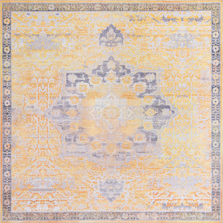 Tuscan Yellow 10' 6 x 10' 6 Renaissance Washable Square Rug