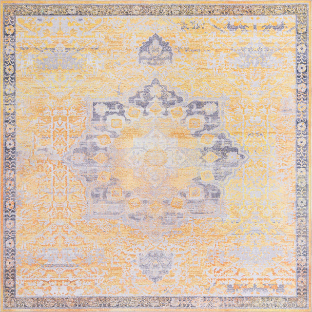 Tuscan Yellow 10' 6 x 10' 6 Renaissance Washable Square Rug