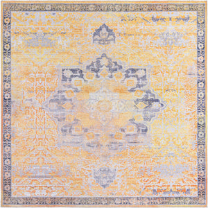 Tuscan Yellow 8' x 8' Renaissance Washable Square Rug