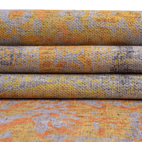 Washable Tuscan Yellow 7' 3 x 7' 3 Renaissance Square Area Rug Easy to Clean Stain Resistant & Durable Colorful Distressed Vintage Carpet for Sale at Rug Engine