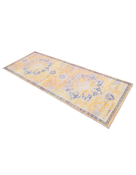 Washable Tuscan Yellow 2' x 6' 1 Renaissance Runner Area Rug Easy to Clean Stain Resistant & Durable Colorful Distressed Vintage Carpet for Sale at Rug Engine