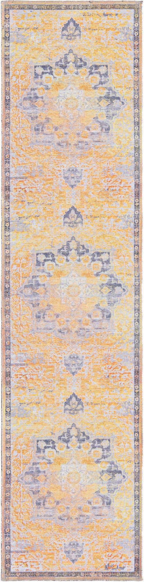 Washable Tuscan Yellow 2' x 8' Renaissance Runner Area Rug Easy to Clean Stain Resistant & Durable Colorful Distressed Vintage Carpet for Sale at Rug Engine