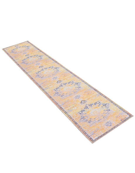 Washable Tuscan Yellow 2' x 13' 1 Renaissance Runner Area Rug Easy to Clean Stain Resistant & Durable Colorful Distressed Vintage Carpet for Sale at Rug Engine