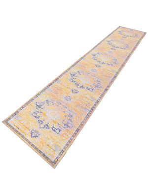 Washable Tuscan Yellow 2' x 13' 1 Renaissance Runner Area Rug Easy to Clean Stain Resistant & Durable Colorful Distressed Vintage Carpet for Sale at Rug Engine