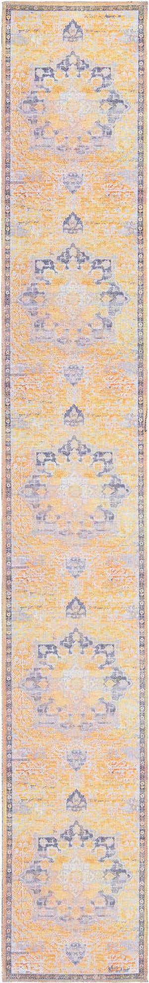 Washable Tuscan Yellow 2' x 13' 1 Renaissance Runner Area Rug Easy to Clean Stain Resistant & Durable Colorful Distressed Vintage Carpet for Sale at Rug Engine