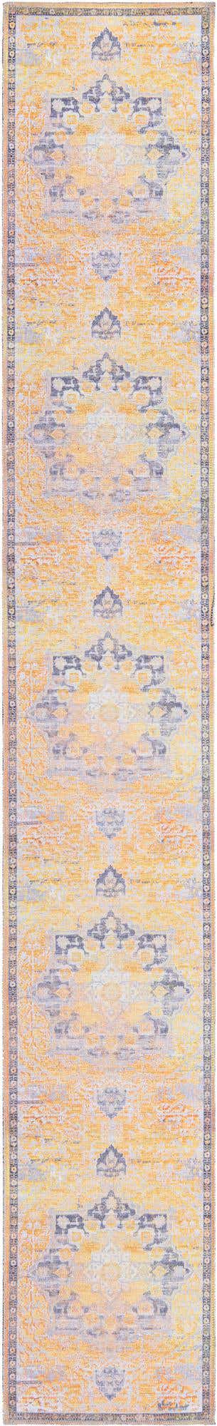 Washable Tuscan Yellow 2' x 13' 1 Renaissance Runner Area Rug Easy to Clean Stain Resistant & Durable Colorful Distressed Vintage Carpet for Sale at Rug Engine