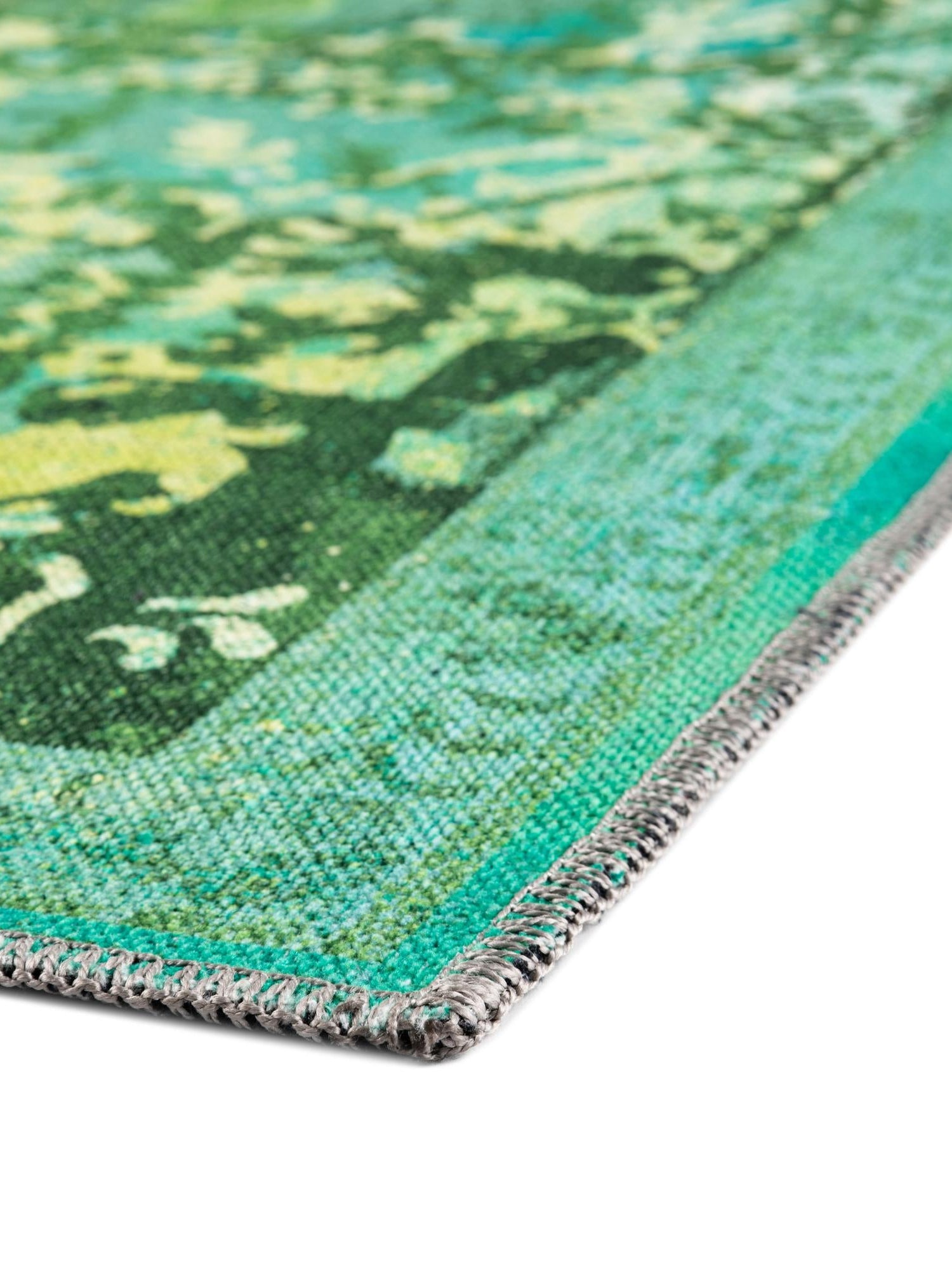 Washable Spring Green 5' 11 x 9' Renaissance Rectangle Area Rug Easy to Clean Stain Resistant & Durable Colorful Distressed Vintage Carpet for Sale at Rug Engine