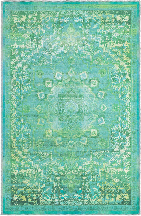 Spring Green 5' 3 x 8' Renaissance Washable Rectangle Rug