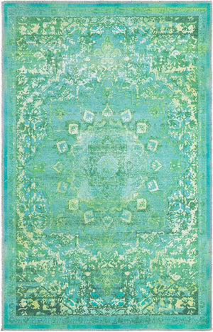 Spring Green 4' x 6' Renaissance Washable Rectangle Rug