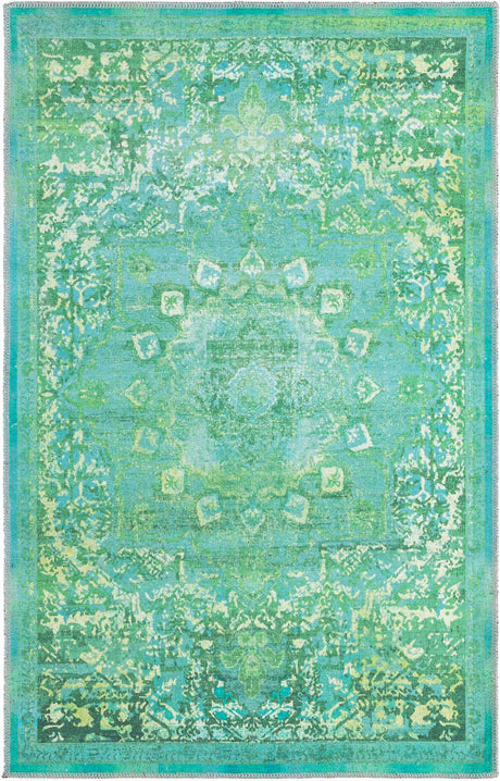 Spring Green 4' x 6' Renaissance Washable Rectangle Rug
