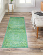 Washable Spring Green 2' x 8' Renaissance Runner Area Rug Easy to Clean Stain Resistant & Durable Colorful Distressed Vintage Carpet for Sale at Rug Engine