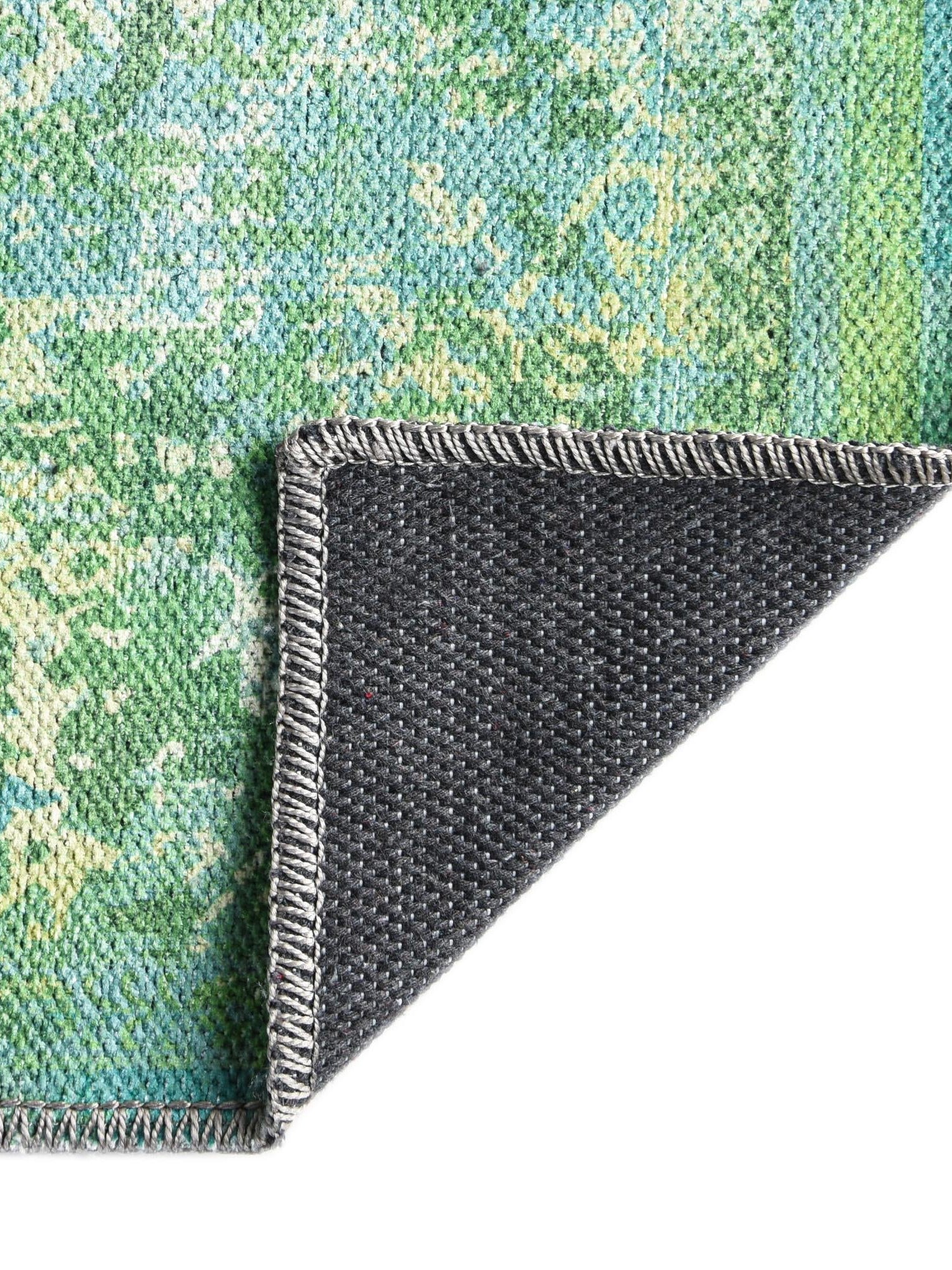Washable Spring Green 2' 7 x 12' Renaissance Runner Area Rug Easy to Clean Stain Resistant & Durable Colorful Distressed Vintage Carpet for Sale at Rug Engine