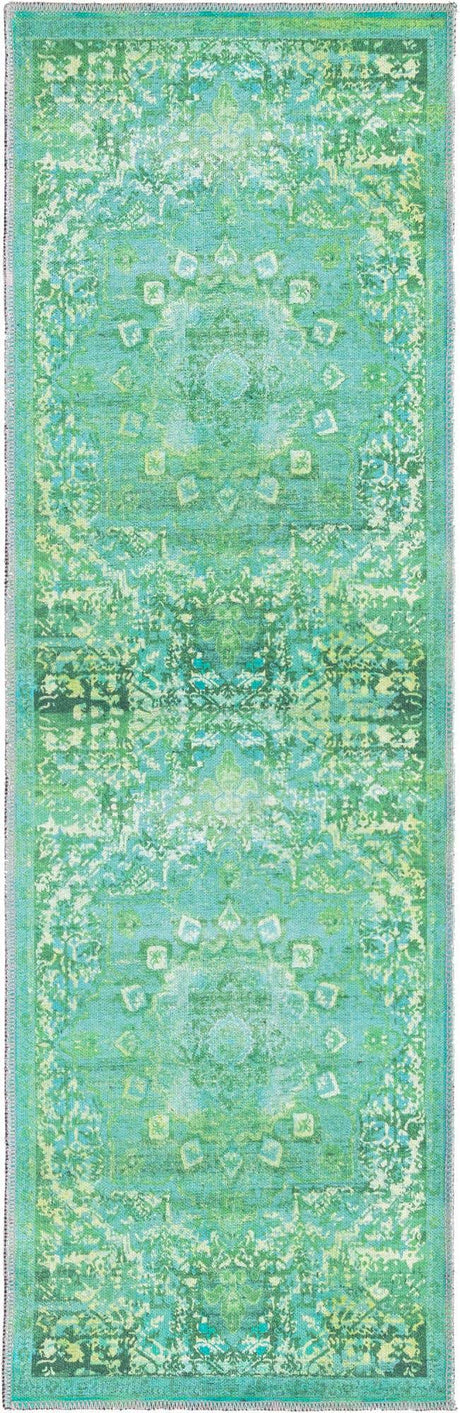 Spring Green 2' x 6' Renaissance Washable Runner Rug