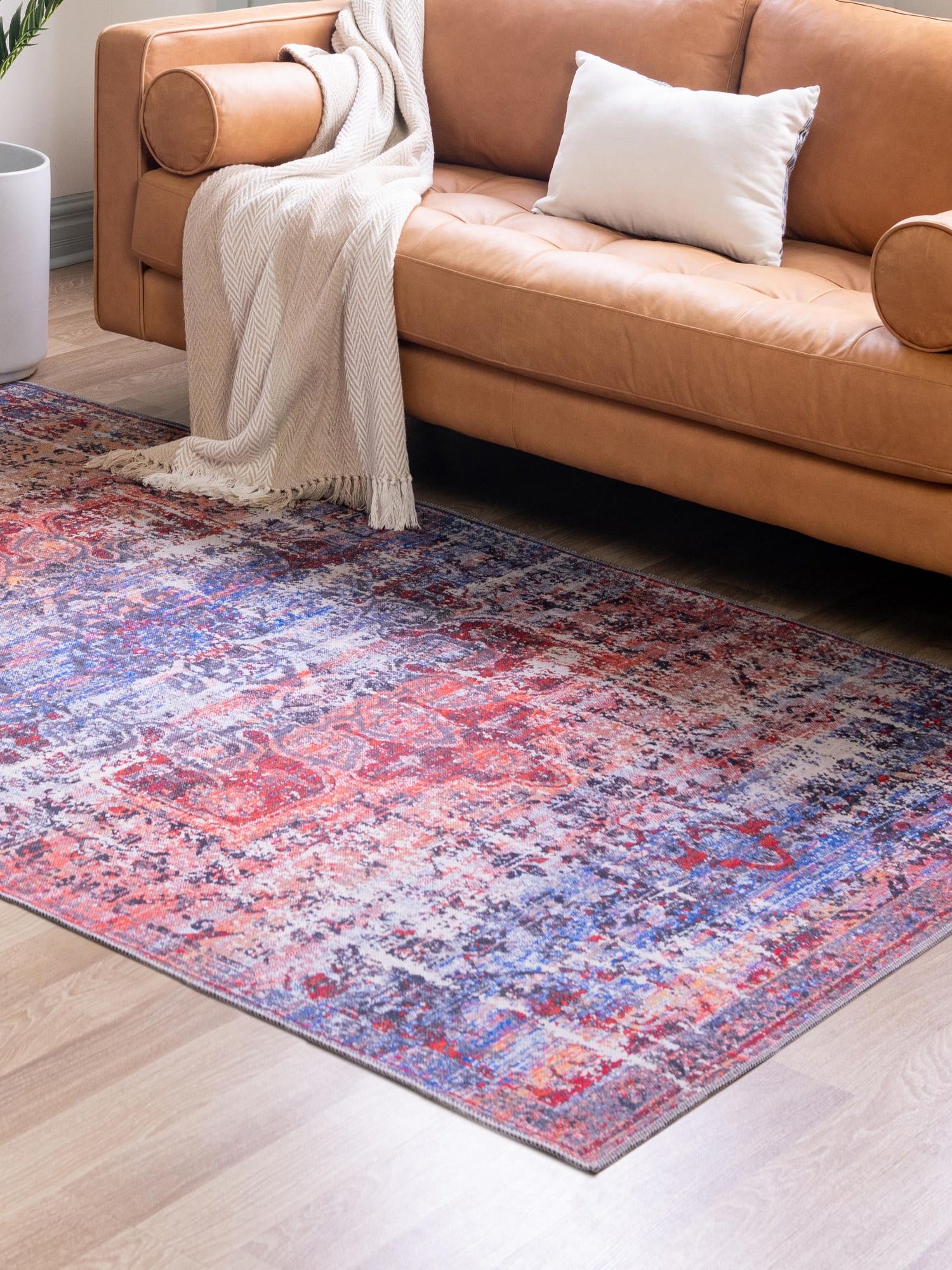 Washable Autumn 9' 2 x 12' Renaissance Rectangle Area Rug Easy to Clean Stain Resistant & Durable Colorful Distressed Vintage Carpet for Sale at Rug Engine