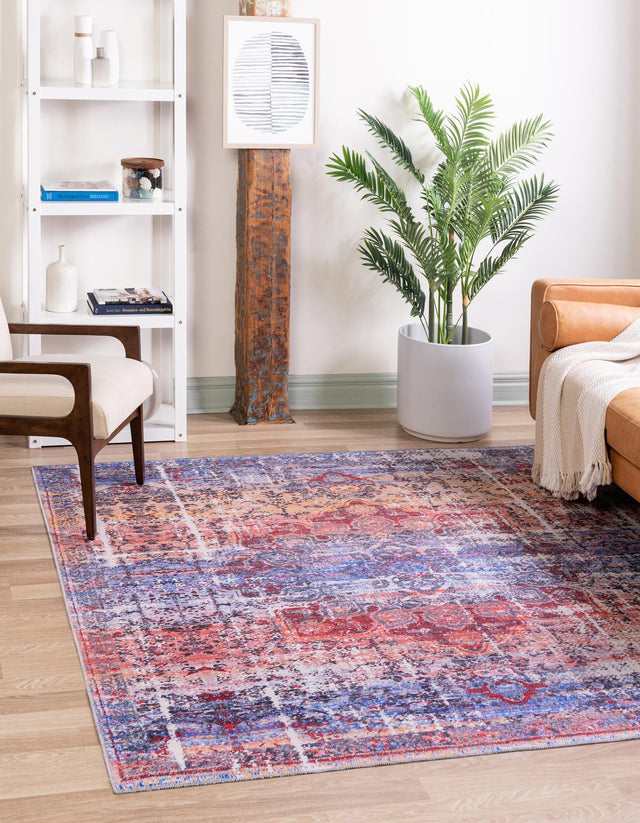 Washable Autumn 7' 10 x 7' 10 Renaissance Square Area Rug Easy to Clean Stain Resistant & Durable Colorful Distressed Vintage Carpet for Sale at Rug Engine