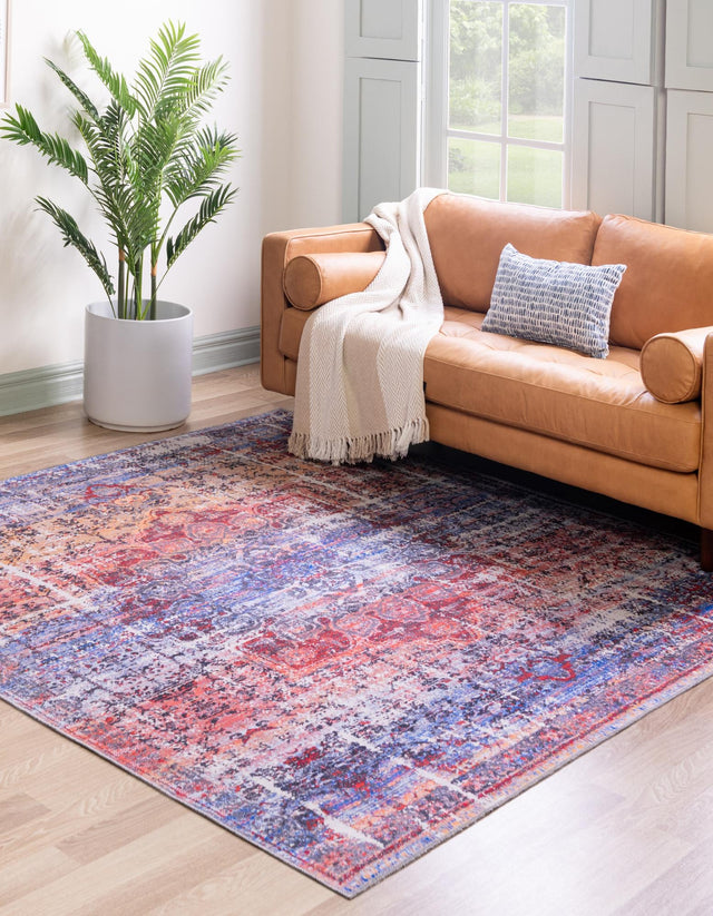 Washable Autumn 7' 10 x 7' 10 Renaissance Square Area Rug Easy to Clean Stain Resistant & Durable Colorful Distressed Vintage Carpet for Sale at Rug Engine