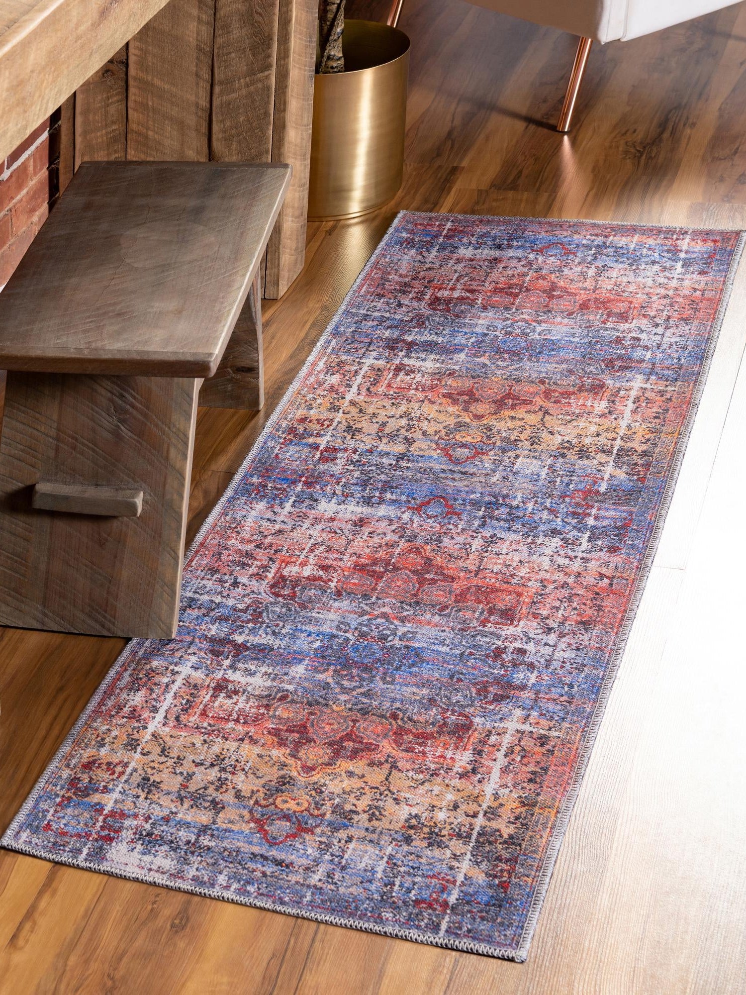 Washable Autumn 2' 7 x 12' Renaissance Runner Area Rug Easy to Clean Stain Resistant & Durable Colorful Distressed Vintage Carpet for Sale at Rug Engine