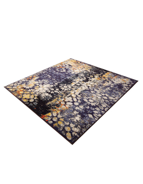 Navy Blue 6' x 6' Vita Square Area Rug Colorful Vivid Vintage Style Modern Indoor Easy Clean Durable Carpet Mat for Home Interior Design for Sale at Rug Engine
