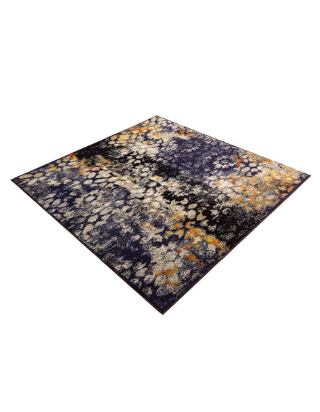 Navy Blue 6' x 6' Vita Square Area Rug Colorful Vivid Vintage Style Modern Indoor Easy Clean Durable Carpet Mat for Home Interior Design for Sale at Rug Engine