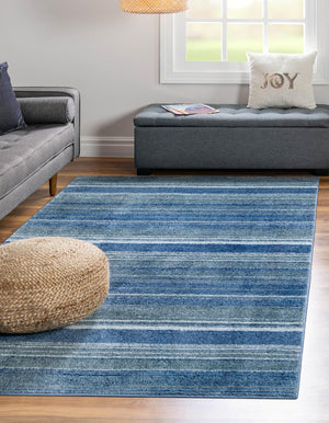 Blue 6' 1 x 9' 2 Gemstone Rectangle Area Rug Polypropylene Contemporary Carpet Easy Clean Stain Resistant for Home Design Decorating for Sale at Rug Engine