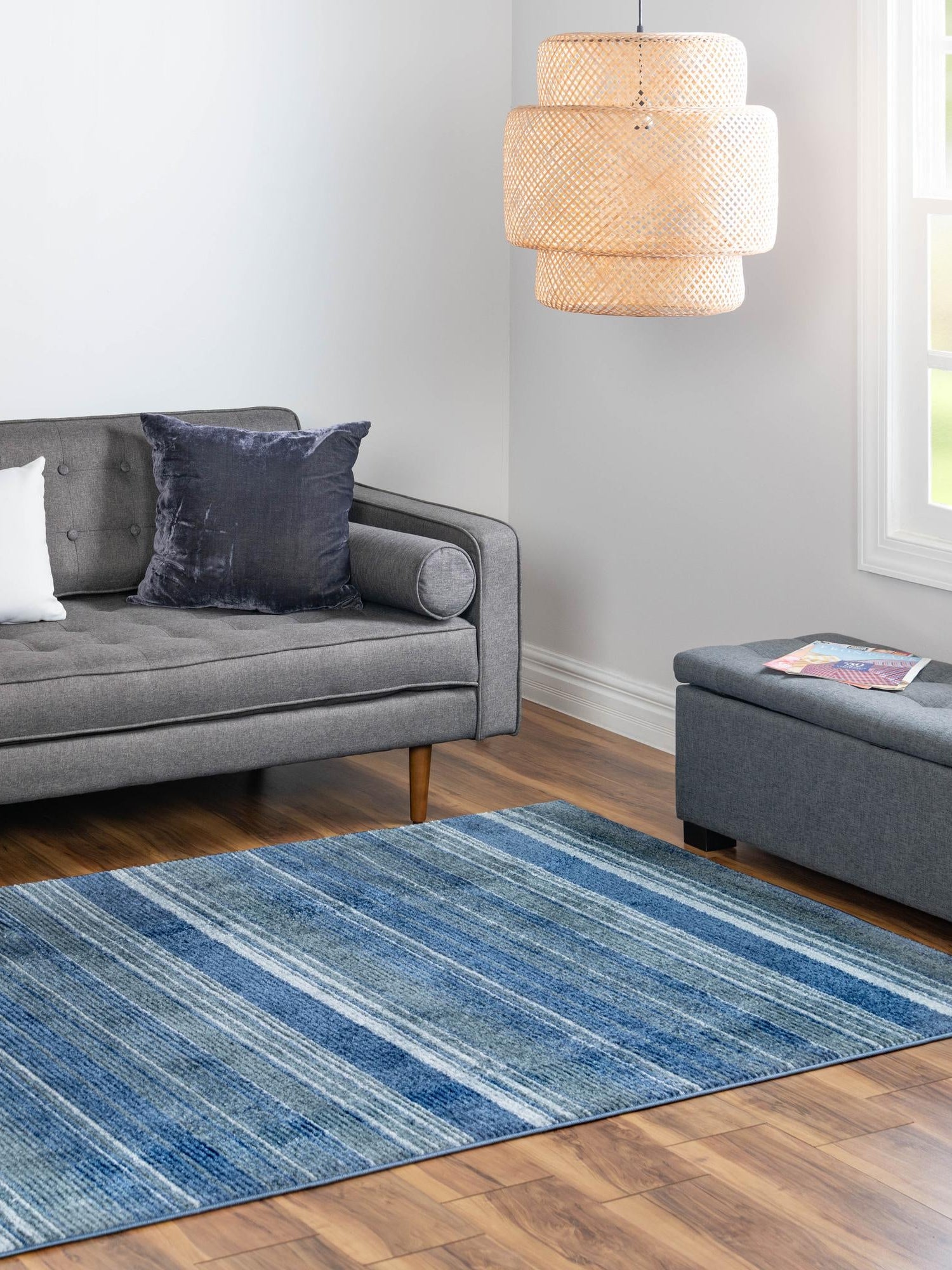 Blue 9' x 12' Gemstone Rectangle Area Rug Polypropylene Contemporary Carpet Easy Clean Stain Resistant for Home Design Decorating for Sale at Rug Engine
