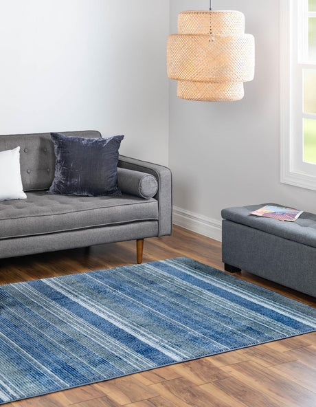 Blue 9' x 12' Gemstone Rectangle Area Rug Polypropylene Contemporary Carpet Easy Clean Stain Resistant for Home Design Decorating for Sale at Rug Engine