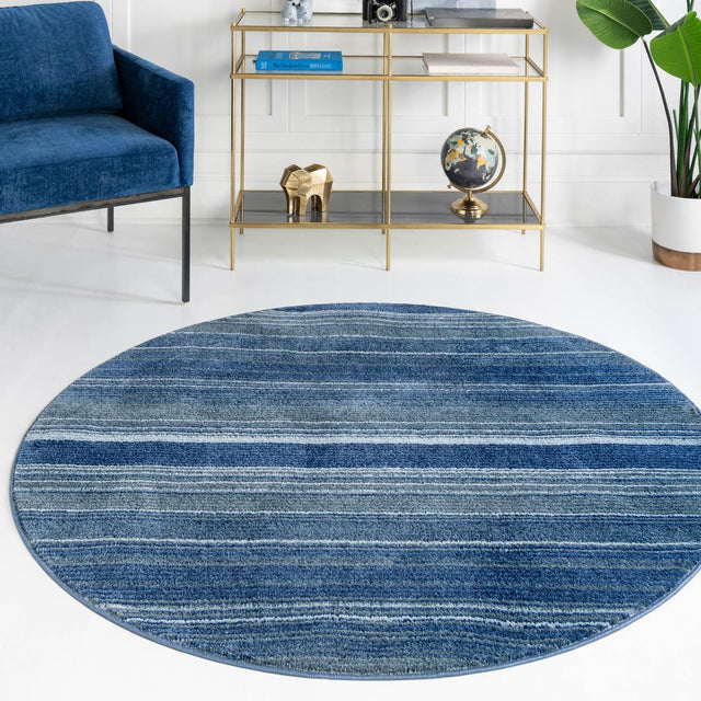 Blue 3' 3 x 3' 3 Gemstone Round Area Rug Polypropylene Contemporary Carpet Easy Clean Stain Resistant for Home Design Decorating for Sale at Rug Engine