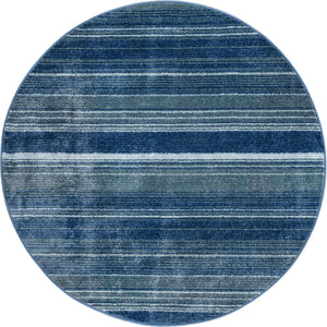 Blue 5' 3 x 5' 3 Gemstone Round Area Rug Polypropylene Contemporary Carpet Easy Clean Stain Resistant for Home Design Decorating for Sale at Rug Engine